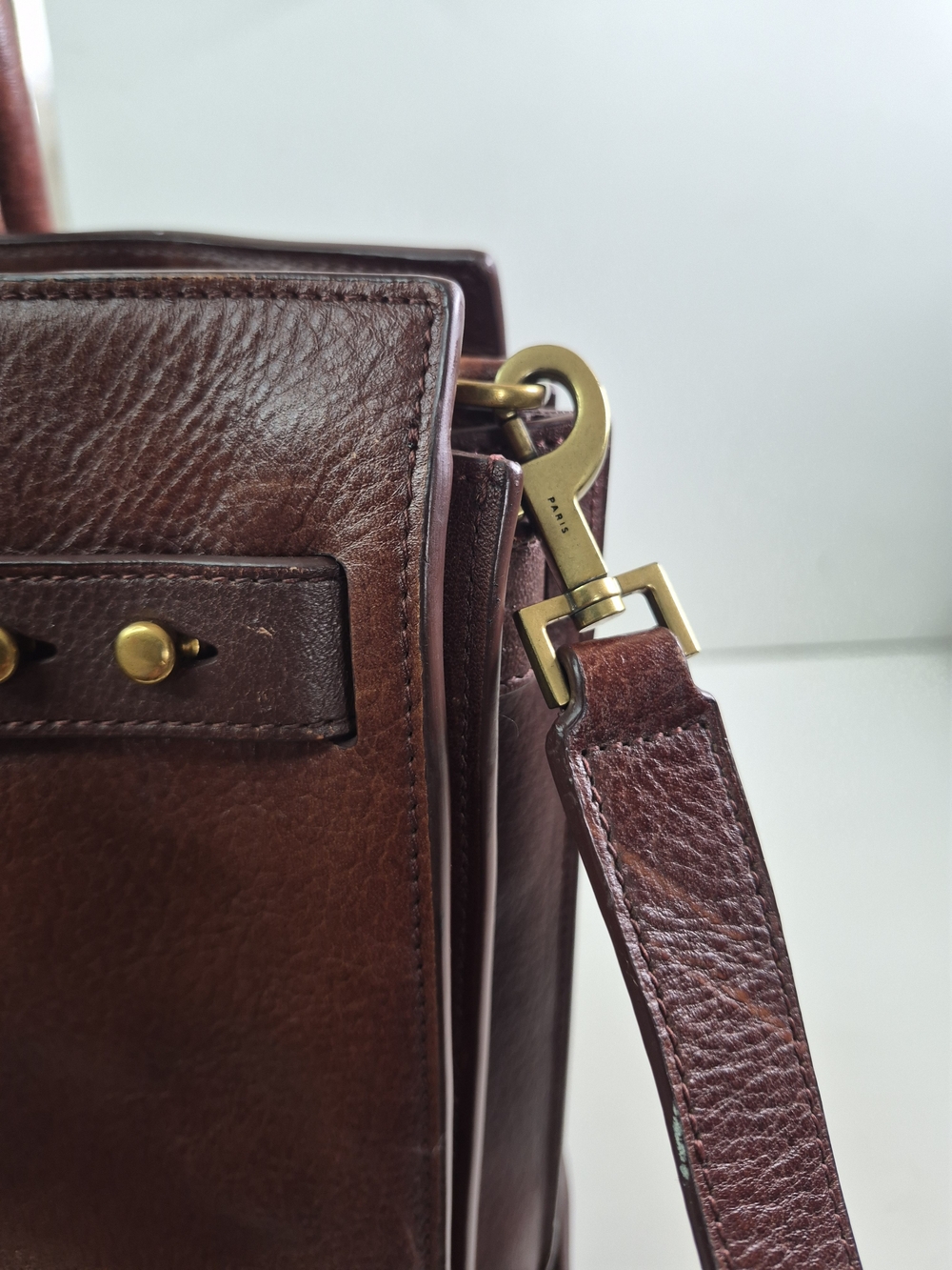Yves Saint Laurent Dark Brown Leather Briefcase Tote with Gold Hardware - Picture 8 of 15